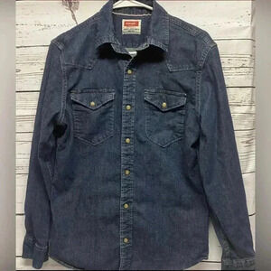 Wrangler men’s‎ button down Jean long Sleeve Shirt Size s